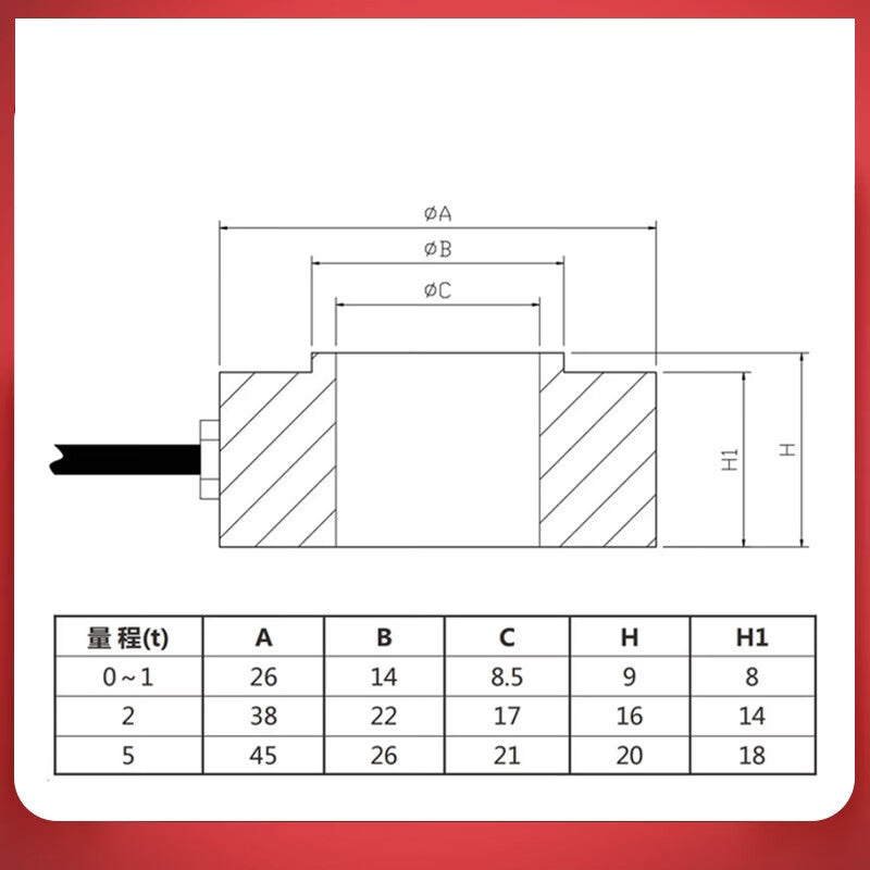 Zhongnuo Transmission Through-Shaft Hollow Ring Load Cell 0-20KG