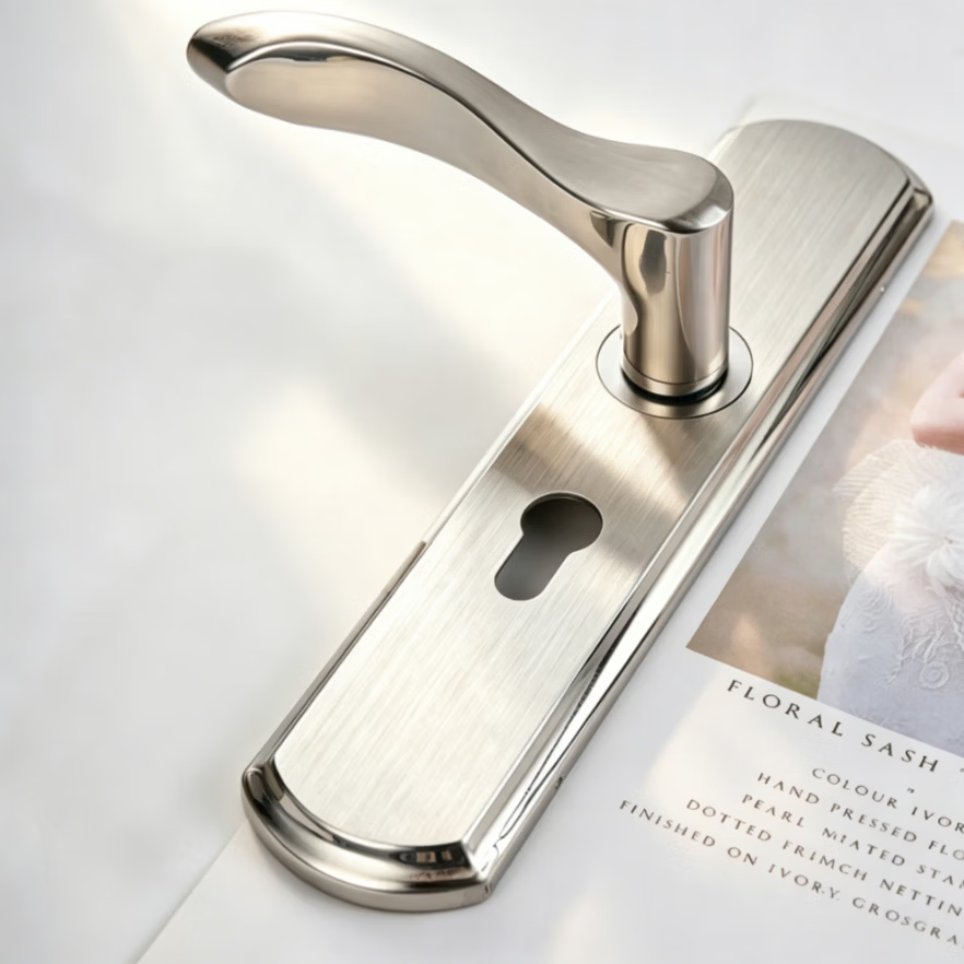 Honggong Door Locks - Universal Bedroom Door Handle, Interior Door & Wooden Door Lock - 18-inch Handle (No Need for Hole Modification)