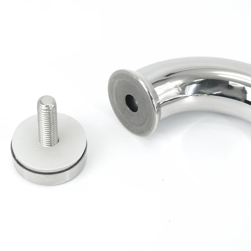 Bingyu Bathroom Glass Door Handle, 304 Stainless Steel, L-shaped, three-hole handle, bright finish, extra thick, 25*475*275mm, BH-609
