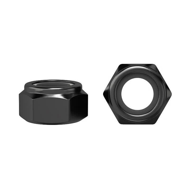 Bocai Non-metallic Insert Thin Locking Nuts, Carbon Steel Anti-loosening Nuts, Nylon Anti-slip Locking Caps, Black Zinc M12 (50 pieces/pack)