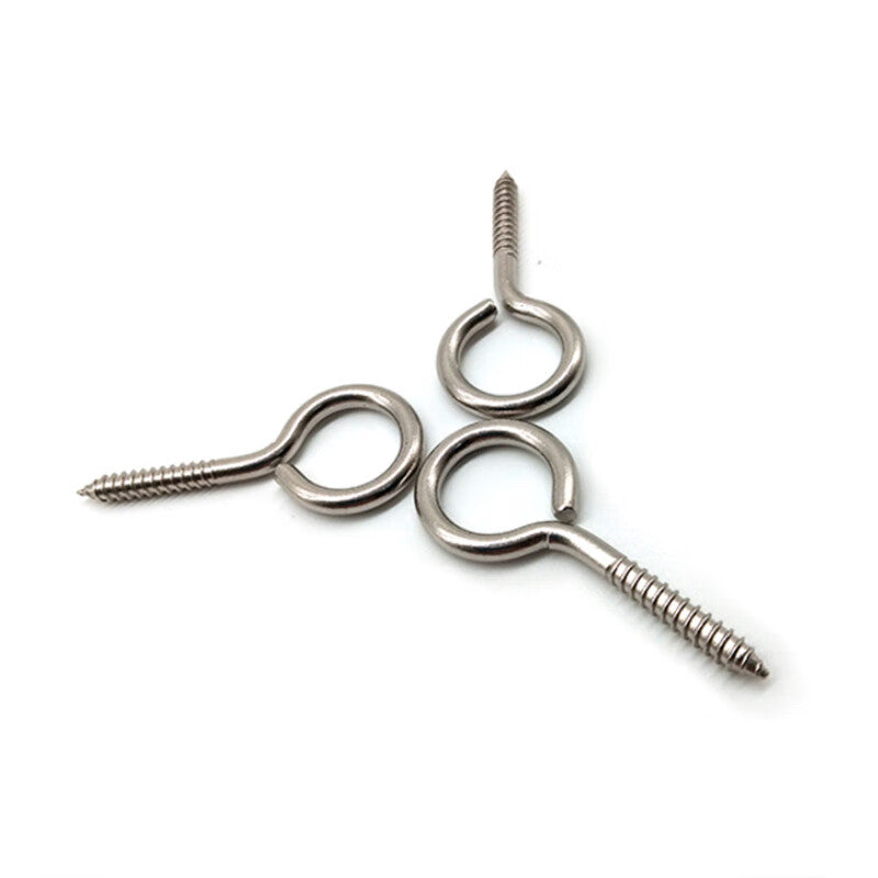 Deqi 304 Stainless Steel Eye Self-Tapping Screws, Hook Screws with Rings, Lifting Eye Hooks, M3 Round (10 pieces per pack)