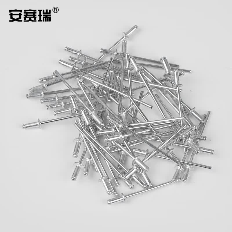 Anselreat Blind Rivets, Aluminum Rivets, Round Head Blind Rivets, Open-Type Rivets, M2.4×10, 100 Pieces, 5K00059
