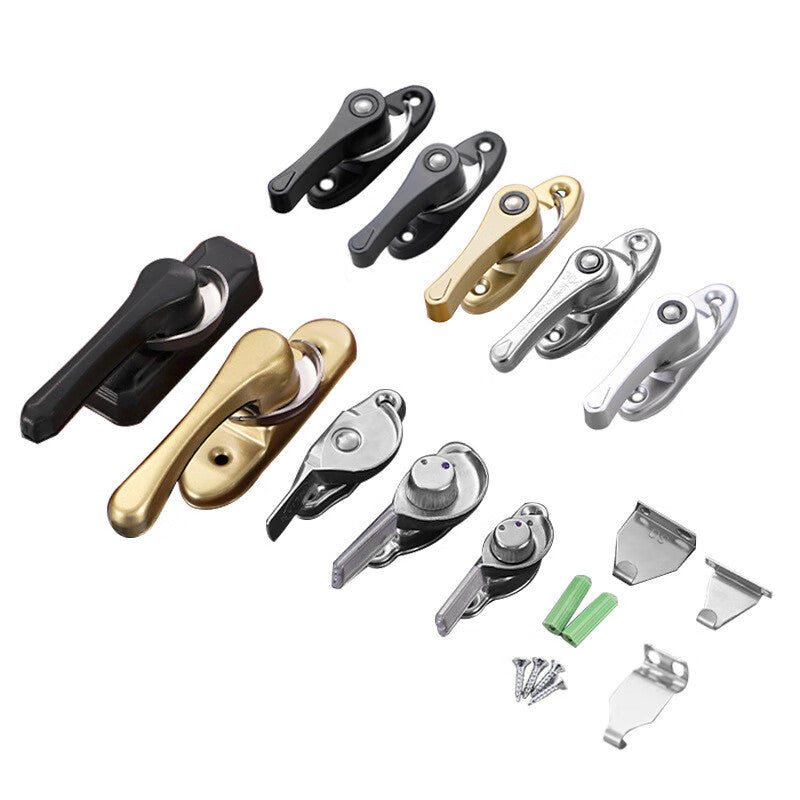 Shengduoshan stainless steel crescent lock universal two-way sliding door and window anti-theft lock latch sliding door hook window latch accessory safety lock latch