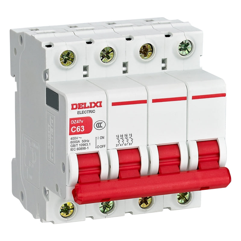 Delixi DZ47V4C63 63A 4P C Type Small Standard Circuit Breaker