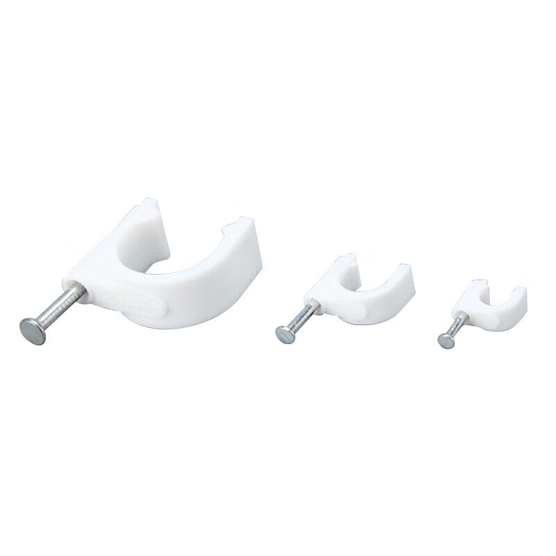 Winstan WY0183 Plastic Cable Clips, U-shaped Clips, Wire Fixing Clips, Network Cable Clips, Round Steel Nails, Cable Clips, Wiring Buckles, 9mm Round (200 pieces)