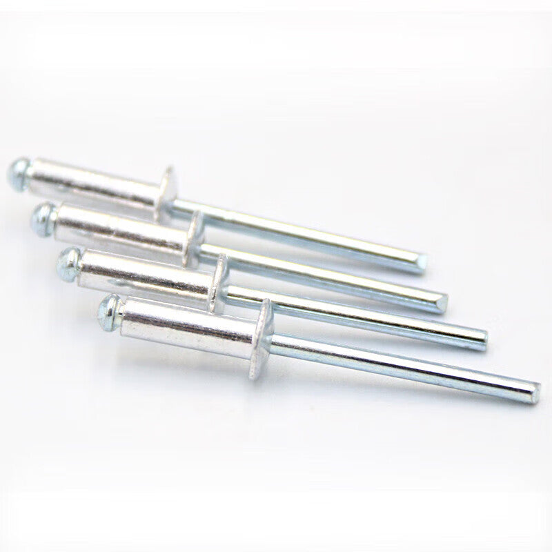 Winstein Blind Rivets, Blue/White Zinc DIN7337 Type A, M5*25 (100 pieces), Open-type Flat Round Head Blind Rivets, WSX265