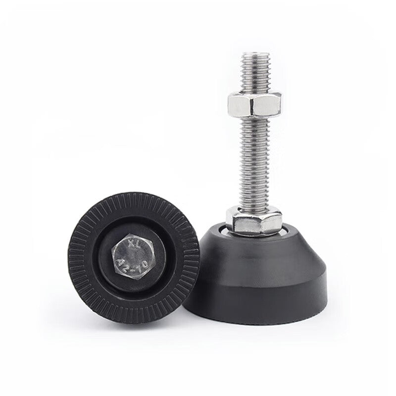 Jingkailong 304 Stainless Steel Nylon Foot Cup with Plastic Fixed Feet and Screw Adjustment Φ40-M12*150