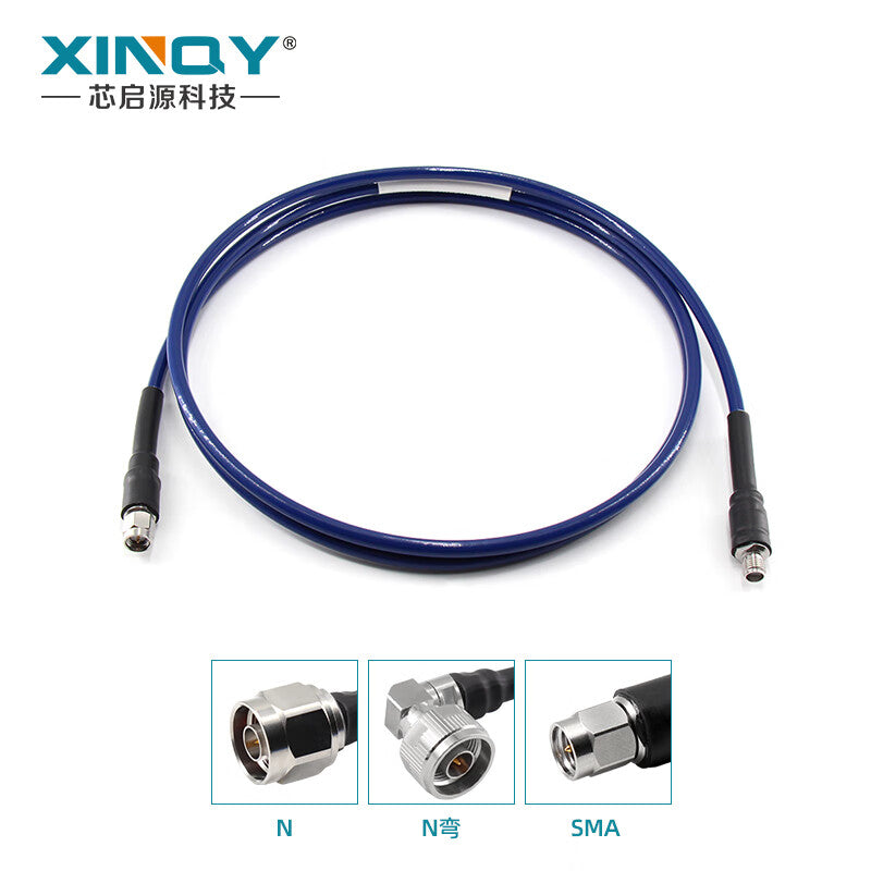 XINQY N/SMA Connector, Flexible Low-Loss RF Cable DC-18G, Reinforced Stainless Steel Test Cable Assembly Connection Cable, N Male to N Male Elbow, 1m