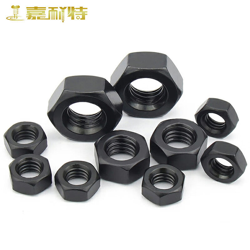 10 pieces of 12 grade high-strength hexagonal nuts, carbon steel blackened nuts, M12 (P1.75).