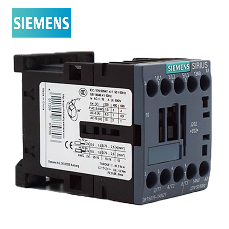 Siemens 3RT6 AC contactor 220VAC 3NO main contact 3P 7A