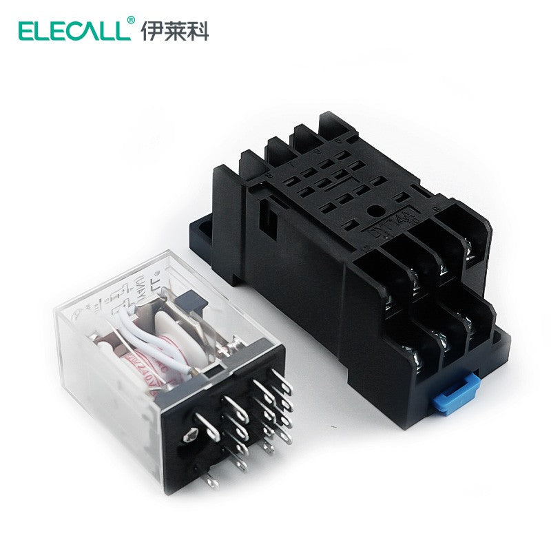 ELECALL HH54P малое промежуточное реле переменного тока четыре открытых четыре закрытых со светом и базой электромагнитное реле комплект 14 футов MY4NJ AC220V