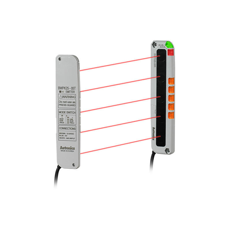 Autonics area sensor detection distance 0.1-3m protection height 100mm optical axis number 5 optical axis spacing 25mm NPN; BWPK25-05
