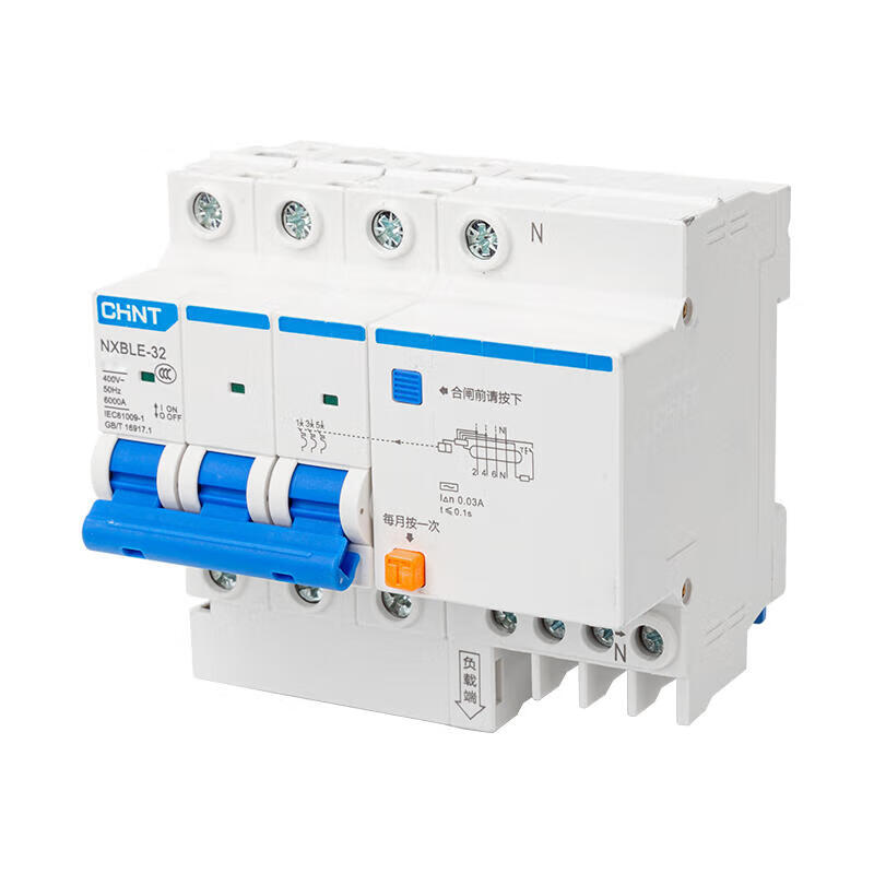 Chint residual current operated circuit breaker; NXBLE-32 3P+N D16 30mA 6kA