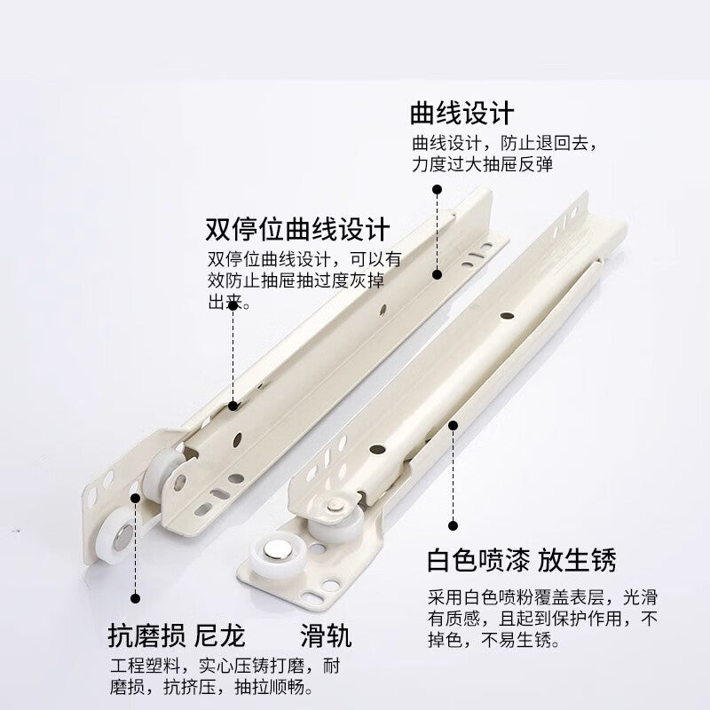 Shanhe Industrial Products Thickened Drawer Slides, Wardrobe Rollers, Powder Coated Guide Rails, 14 inches 35cm (4 pieces per pack)