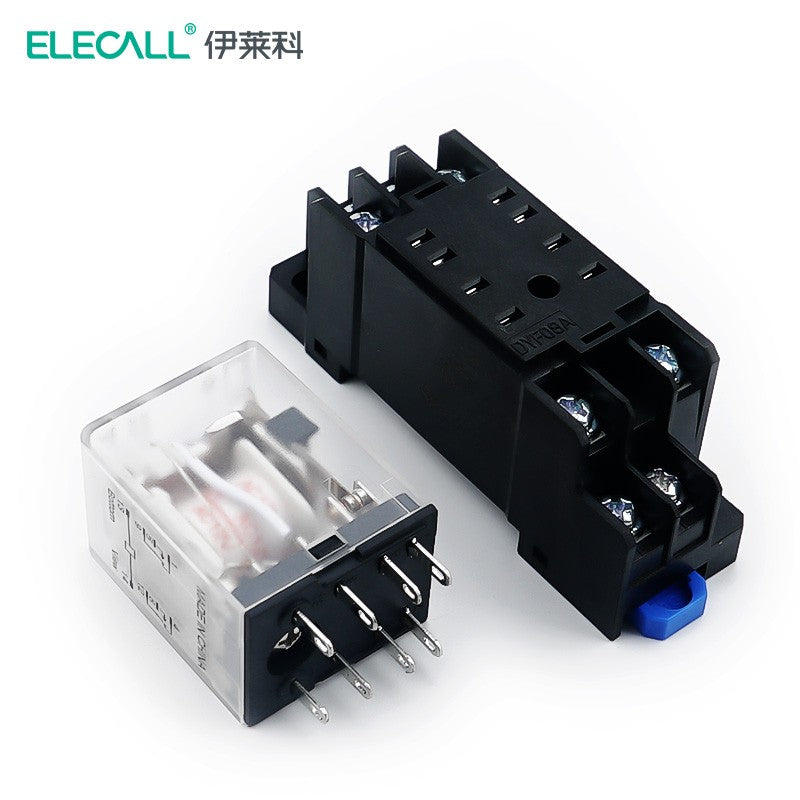 ELECALL HH52P small intermediate relay AC two open and two closed with light and base electromagnetic relay set 8 feet MY2NJ AC12V