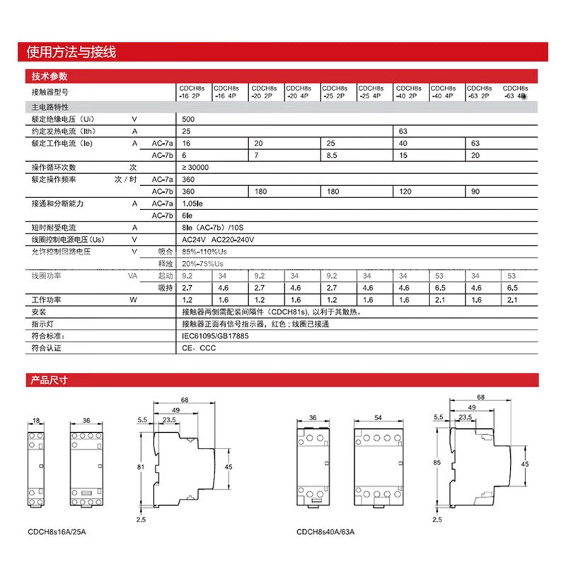 DELIXI 40A 220V Normally Open Contactor CDCH8S