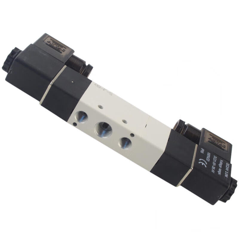 AirTAC internal pilot solenoid valve, 3-position 5-way center-through, double solenoid, DIN socket; 4V230E08B