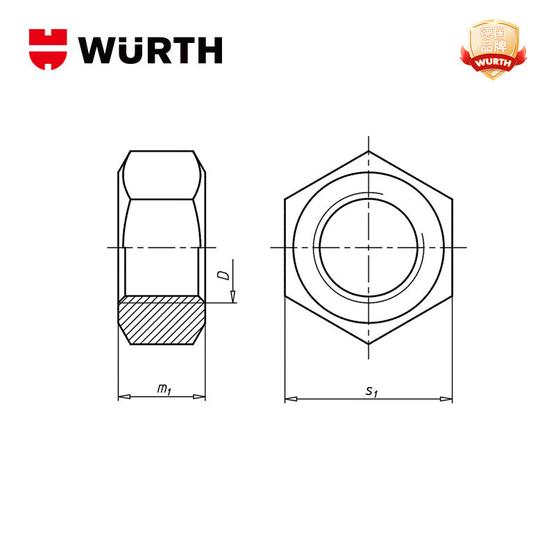WURTH Hex Head Nuts - ISO4032-8 - WS16 - (A2K) - M10 500 pieces/pack