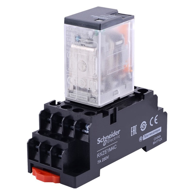 Schneider Electric relay set RXM4LB2P7 intermediate relay with base AC230V 4 open 4 closed 14 feet 3A with LED indicator light
