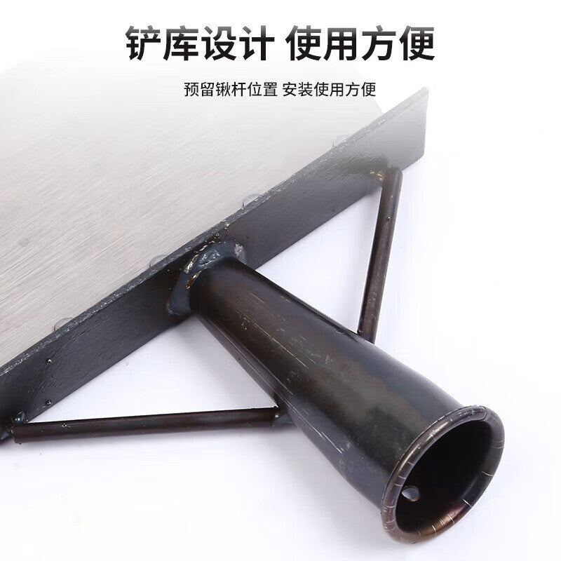 Sharp-handled wall scraper, a powerful tool for removing plaster, manure, snow, and ice; also used for scraping putty and removing mortar from floors.