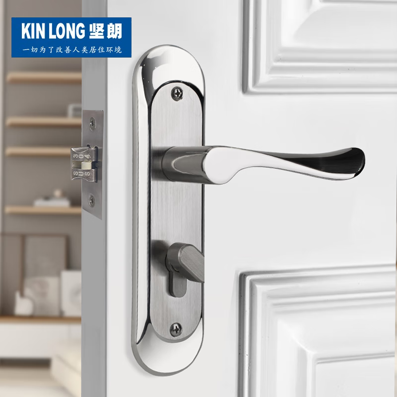 Kinlong (KIN LONG) door locks, single latch, stainless steel door handles, universal locks for home and indoor wooden doors, hardware reinforcement.