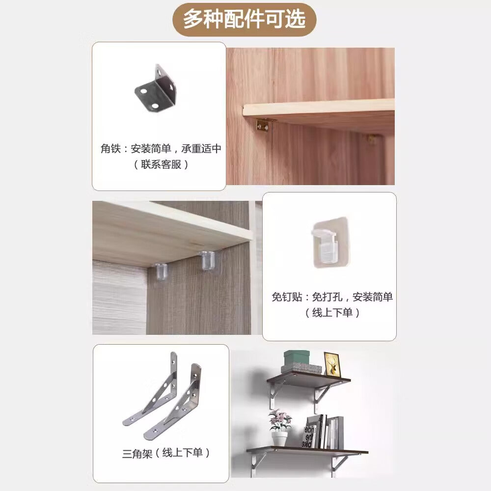 Shengduoshan custom-made solid wood paulownia wood wardrobe with tiered thin partitions and storage racks. Materials: raw wood panels, custom-made sizes.
