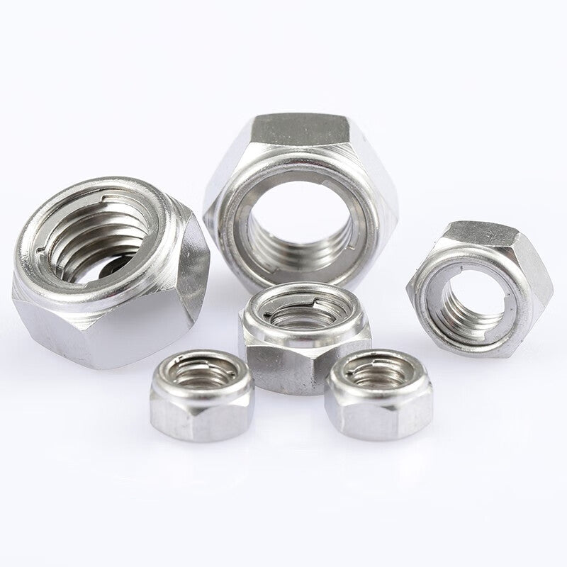 Bairuite 304 Stainless Steel Metal Anti-Loosening Self-Locking Nut, Anti-Locking Hex Nut, Anti-Slip Locking Nut, M6 (1 piece)