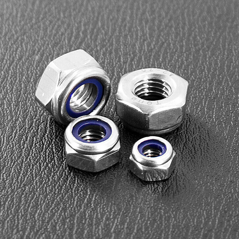 Haisdick 304 Stainless Steel Nylon Plastic Anti-Loosening Self-Locking Nut DIN985 Anti-Loosening Nut HKsq-461 M6 (200 pieces)