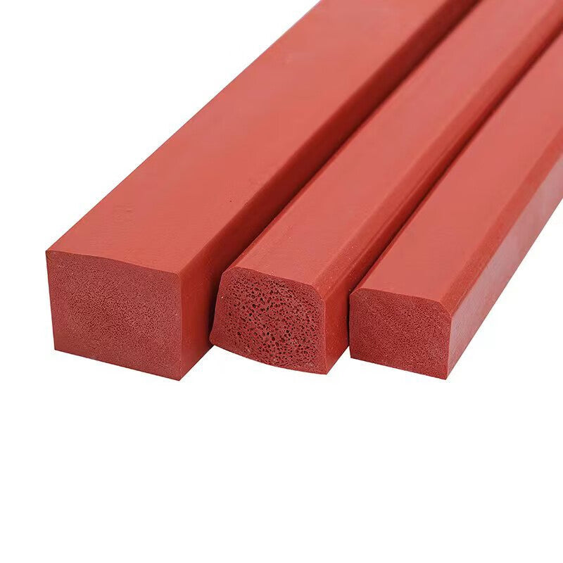 Deqi High Temperature Resistant Silicone Strips, Sponge Rubber Silicone Foam Strips, Oven Motor Cabinet Sponge Strips, Red, 10mm*50mm (1 meter)