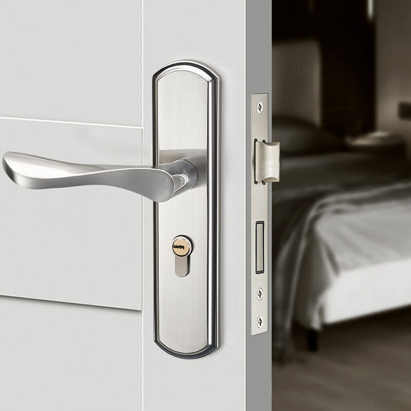 Beginner door lock, interior door lock, bedroom door lock, stainless steel adjustable wooden door handle lock, adjustable panel, 125 lock body.