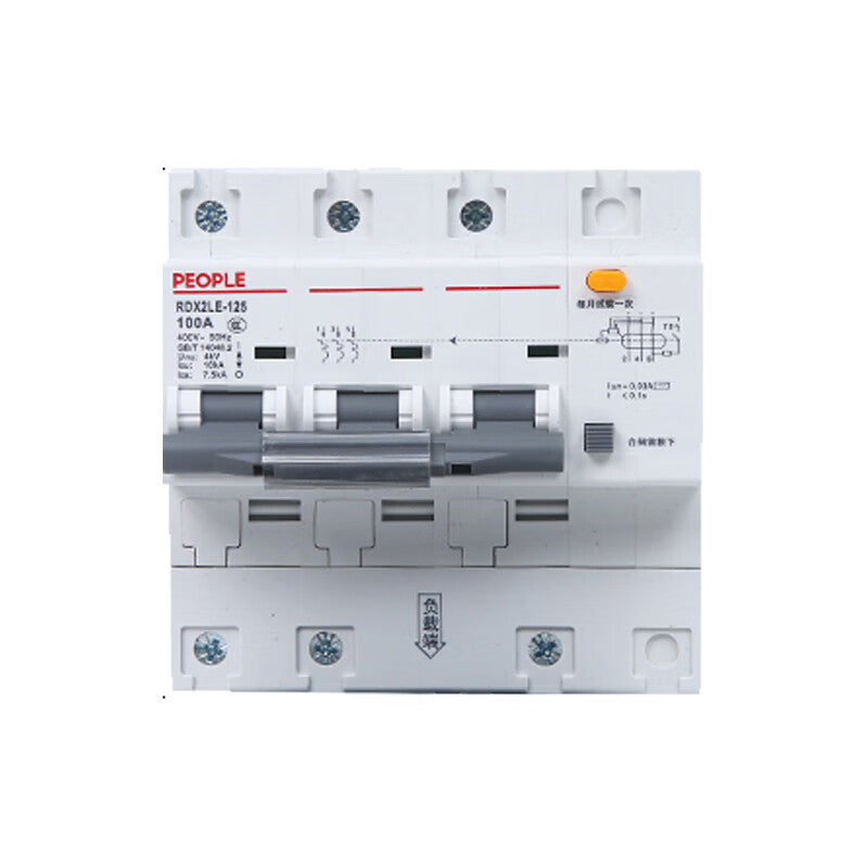 PEOPLE RDX2LE-125 3P+N Leakage Circuit Breaker, 125A Protection