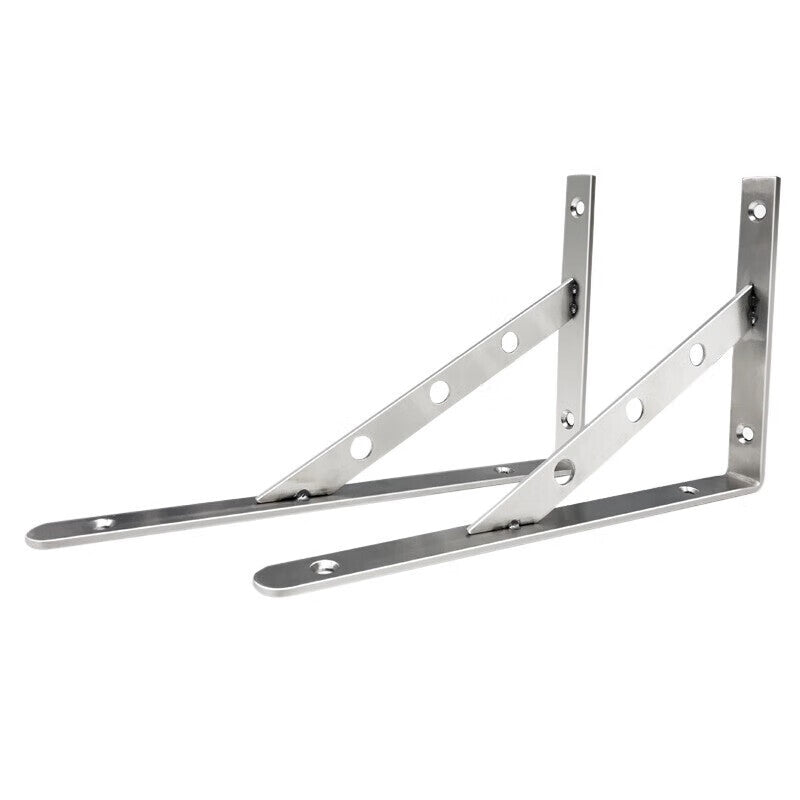 Bingyu Thickened Stainless Steel Tripod Bracket (2 Pieces) - Wall-Mounted Shelf Support, Fixed Storage Rack, 4mm Thick, 300mm Long (with Screws) bx-16