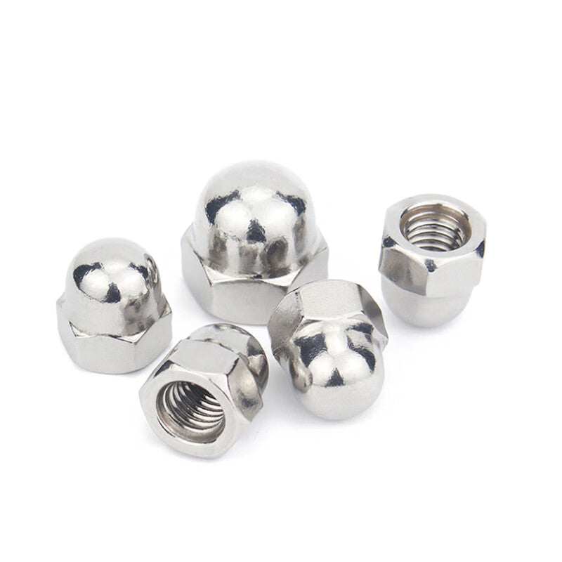 Deqi 304 Stainless Steel Cap Nut DIN1587 Decorative Screw Cap, Round Head Nut M10 (10 pieces)