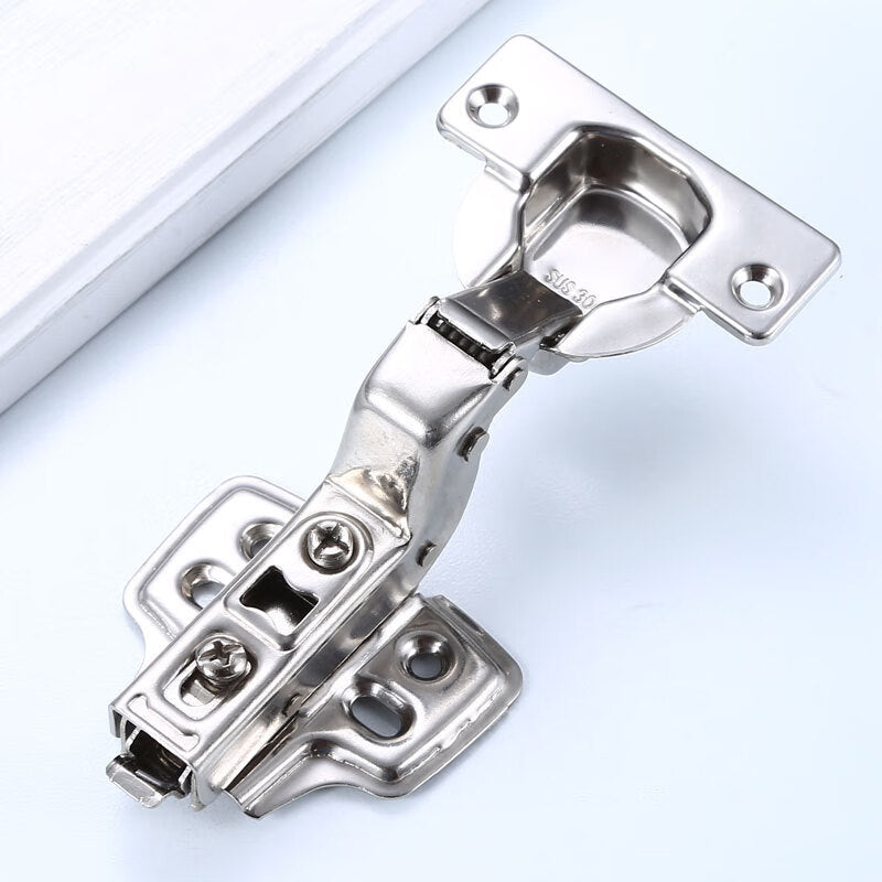 Honggong Stainless Steel Hydraulic Buffer Cabinet Door Hinges, Damping Aircraft Hinges, Open-Top Large Bend, 2-Pack