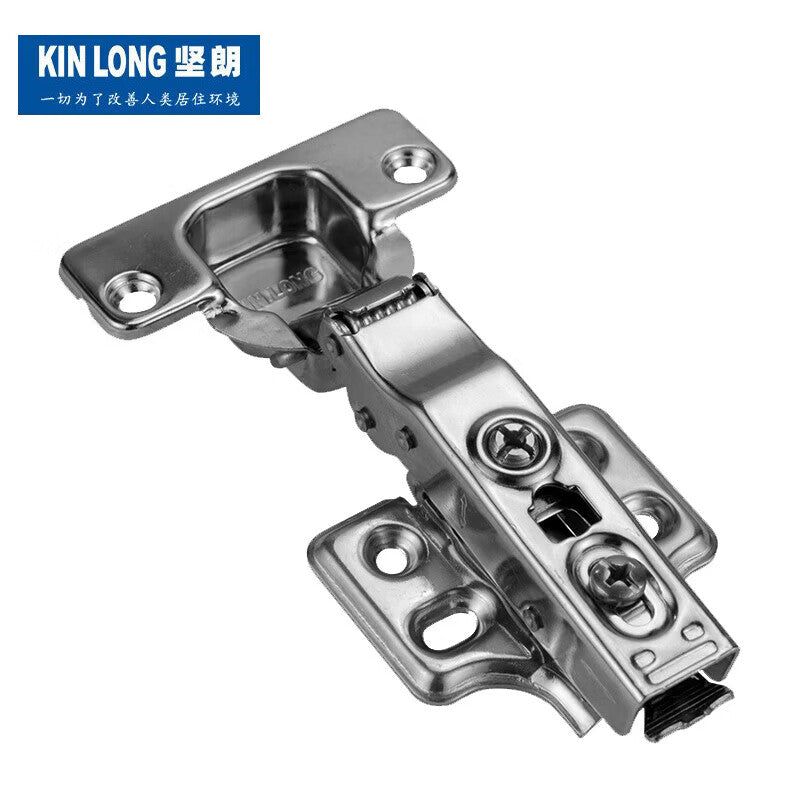 Kinlong fully damped hydraulic buffer cabinet door hinges, fixed universal wooden door cold-rolled steel plate, 35mm opening, for home use.