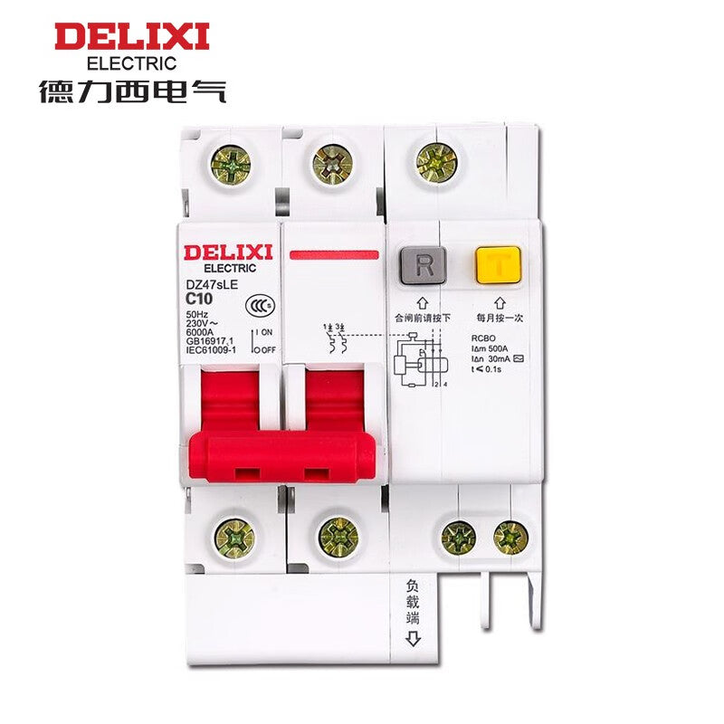 Delixi DZ47sLE 2P C 10A 6KA 30mA electronic AC 230VAC DZ47SLEN2C10 miniature leakage protection circuit breaker