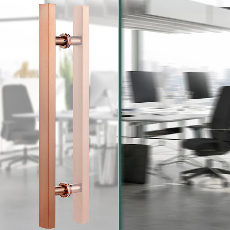 Deqi glass door handle, stainless steel square door handle, brushed black titanium, 1500mm long, 1100mm hole spacing, suitable for multiple scenarios.