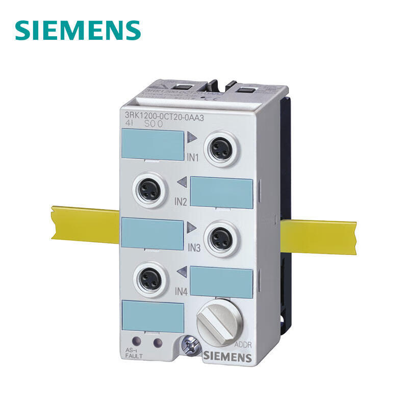 Siemens AS-i compact module K45 digital 4DI, IP67 4 inputs, 4 M8 interfaces Bolt type Mounting plate 3RK1901-2EA00 or 3RK1901-2DA00 must be ordered separately; 3RK12000CT200AA3