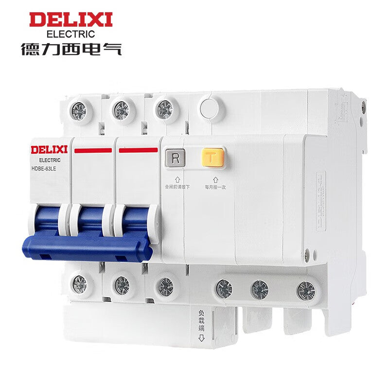 Delixi HDBE-63LE 3P C 63A 6KA 300mA AC Circuit Breaker