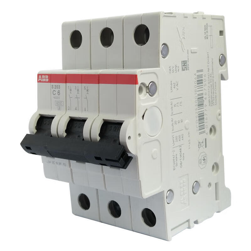 ABB S203-C6 Miniature Circuit Breaker, 3-Pole, 6A