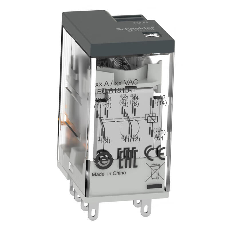 Schneider Electric plug-in intermediate relay 4 contacts, 3A, indicator light, 230VAC; RXM4LB2P7