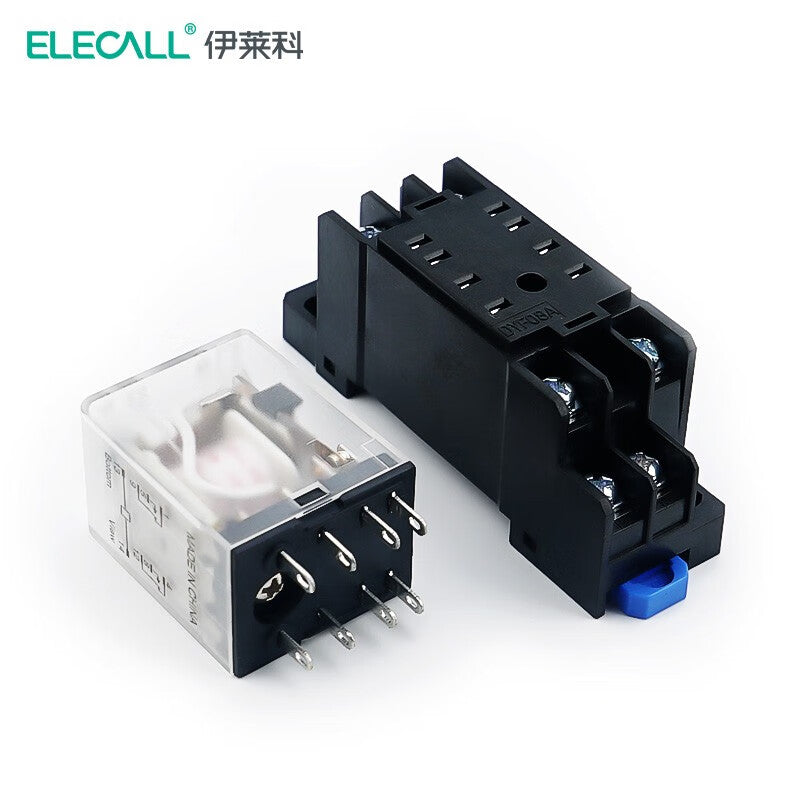 ELECALL HH52P small intermediate relay AC two open and two closed with light and base electromagnetic relay set 8 feet MY2NJ AC110V