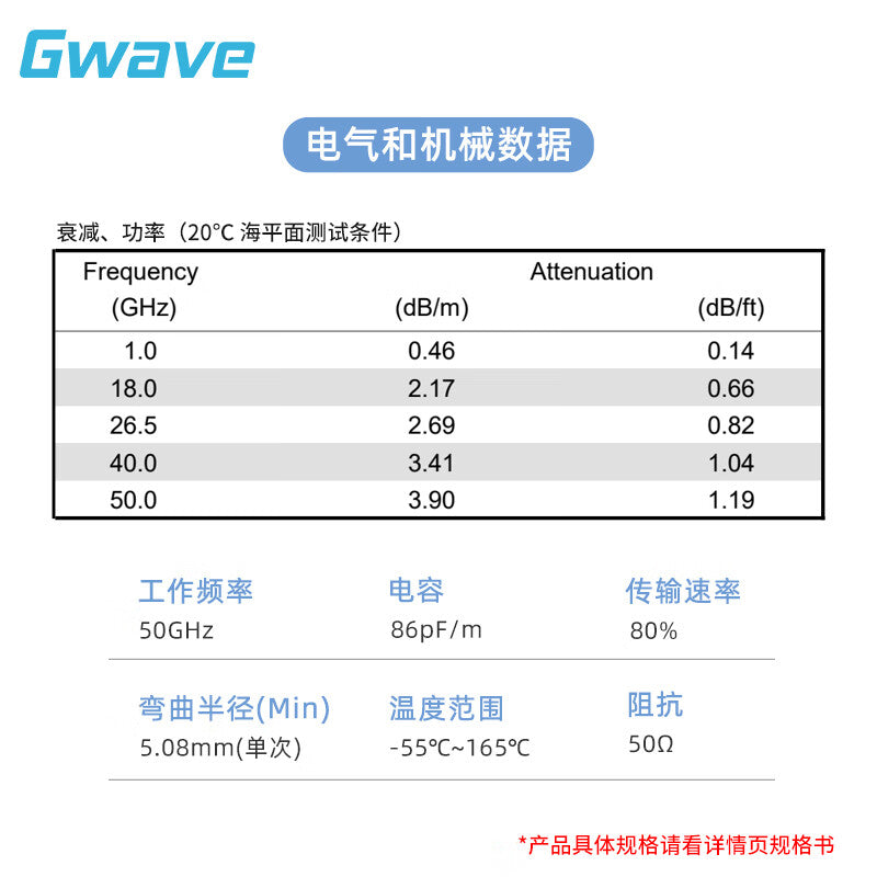 Gwave 2.4mm male-to-2.4mm female test cable, mating cable 3500 Series DC-50G, stainless steel nylon sheath A3 GAU9 1000mm