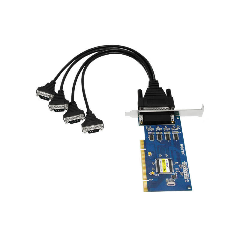 UOTEK 4-port PCI to RS232 high-speed multi-port serial card computer serial port expansion card with serial port cable 9-pin com port industrial grade; UT-754