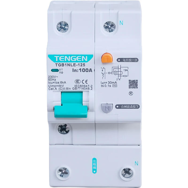 Tianzheng small leakage circuit breaker; TGB1NLE-125 1P+N C100 30mA (Xiangyun 3.0)
