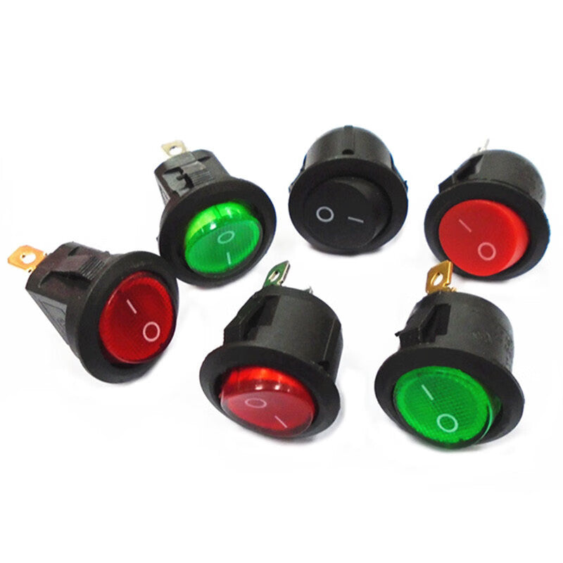 Baidate KCD1 Miniature Power Rocker Switch with Illumination, 15mm Mounting Hole, 3-Pin, Two-Position, Red with Illumination (10pcs)