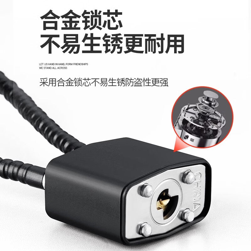 Pangu Precision Cabinet and Filing Cabinet Steel Wire Combination Padlock Steel Cable Anti-theft Lock Long Padlock Black - 28cm Through Opening
