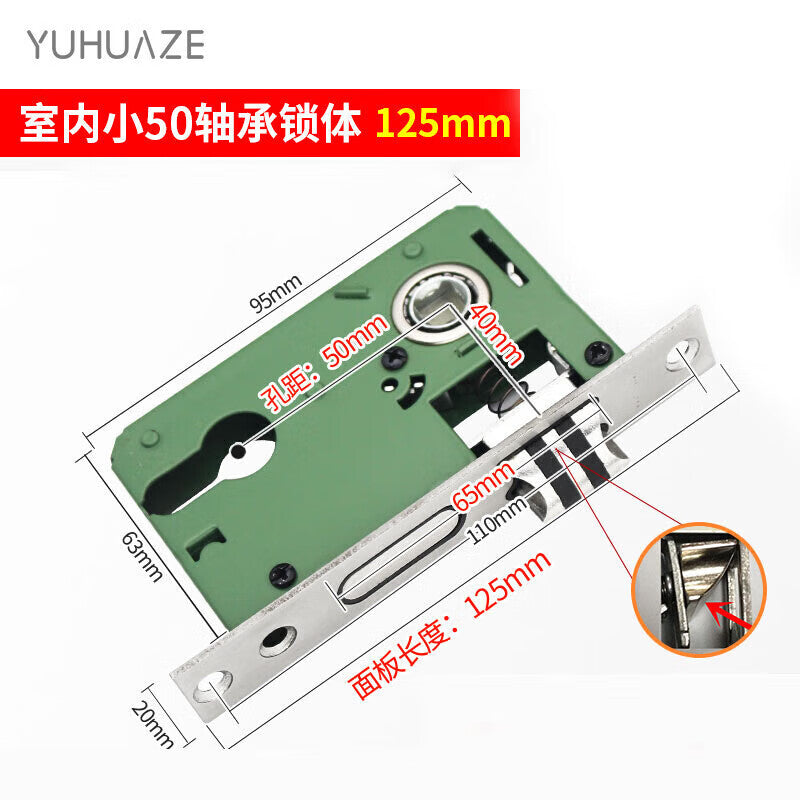 Yuhuaze Copper Core Double Tongue Stainless Steel Lock Body Lock Cylinder Interior Bedroom Lock Tongue Door Lock Universal Door Lock Small 50 Lock Body Length 125mm