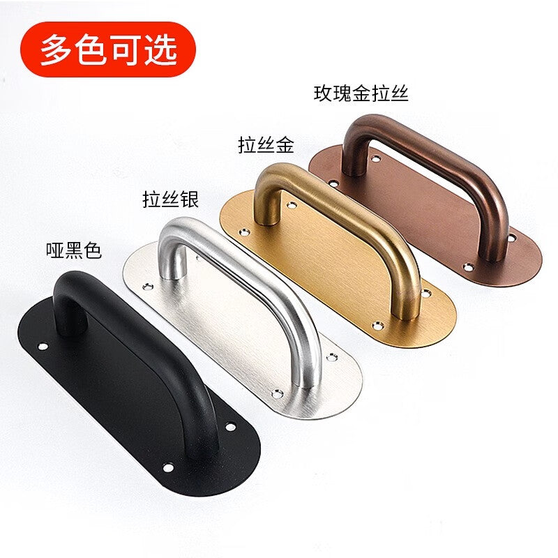 Shanhe Stainless Steel Door Handles, Wooden Door Surface Mount Handles, Fire Door Handles, Sliding Plates, 201 Brushed Silver Small Round Handles