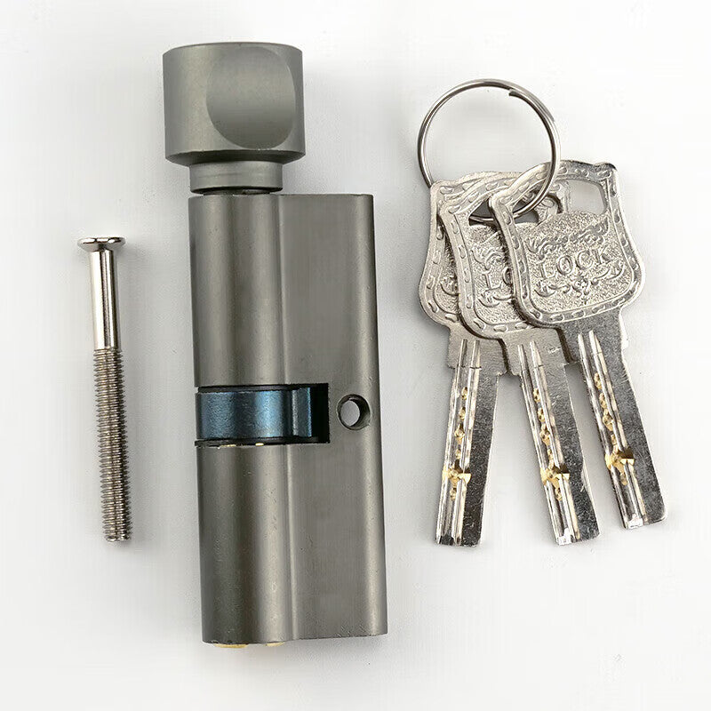 Bingyu Interior Door Lock Cylinder with Brass Key, Wooden Door Handle Lock Cylinder, Gray, Bedroom Door, BH-677